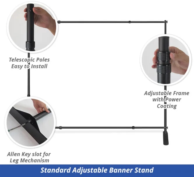 Adjustable Banner Frame Package with premium stand (8' x 8') 4