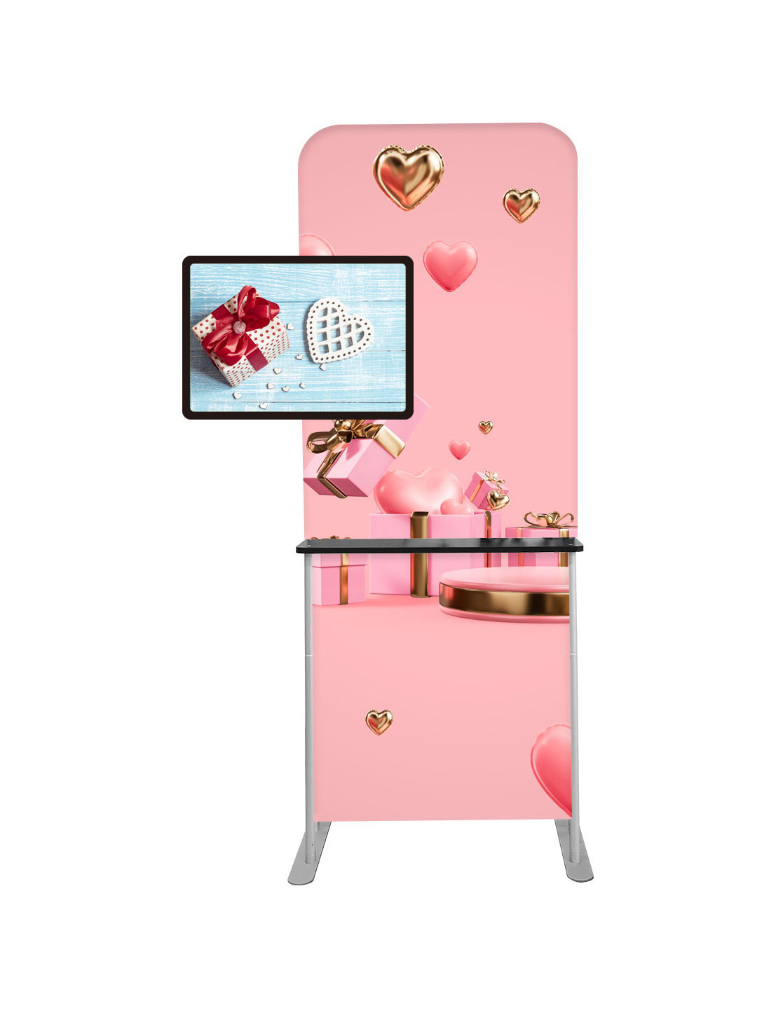 Straight Display W/Shelf & TV Bracket - 36"w x 89"h - One Side Imprint 2