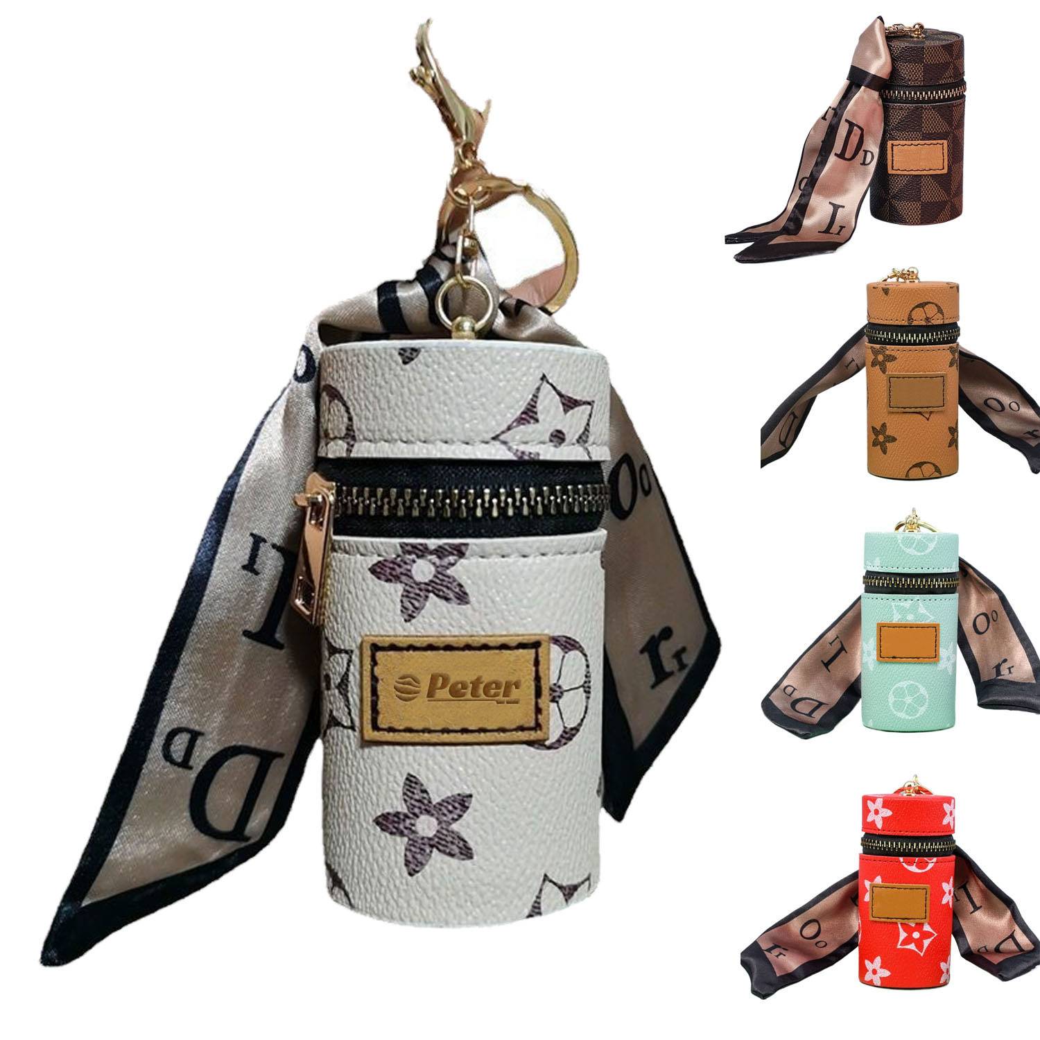 Portable Compact Leather Storage Keychain Pouch 2