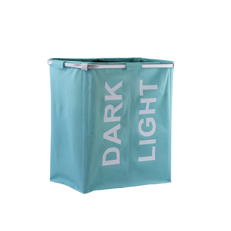 Collapsible Laundry Hamper Basket w/ 2 Sections 4