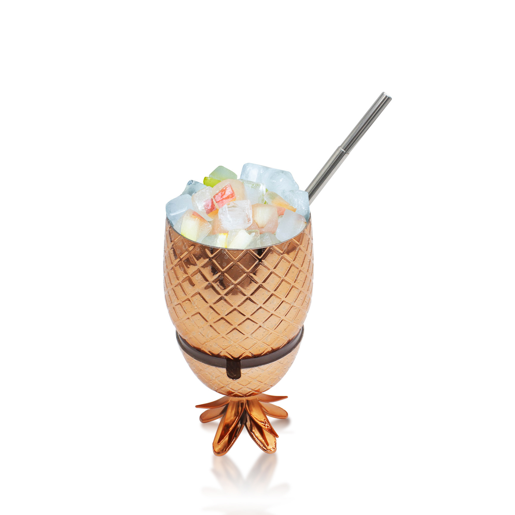 16oz Pineapple Plastic Cocktail Cups with Straw 4