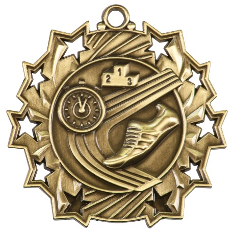 Track Ten Star Medal, 2-1/4" 2