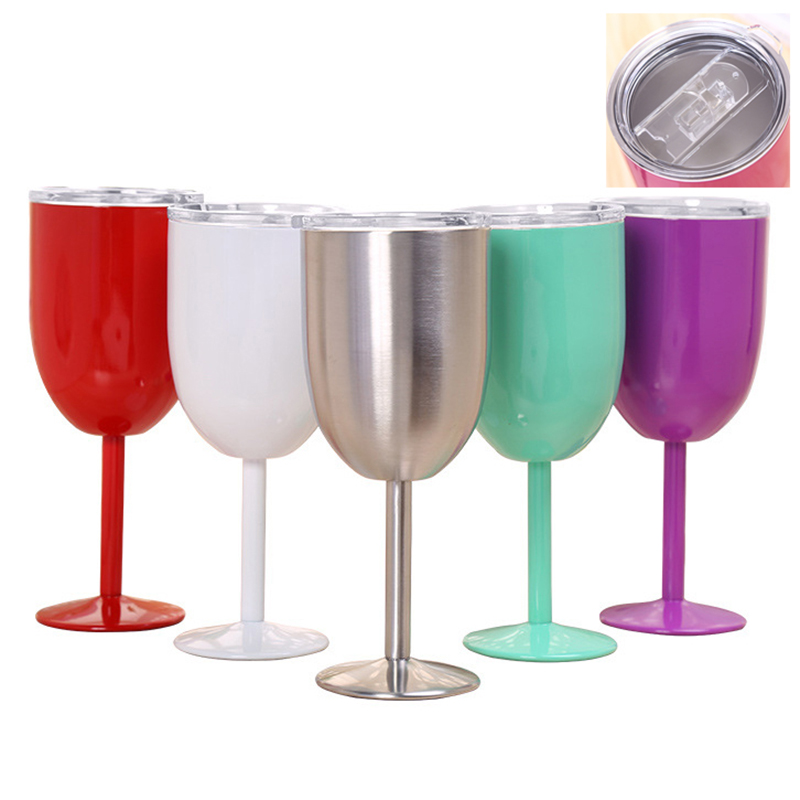 10 OZ Tough Goblet Double Layer 304 Stainless Steel Vacuum Tumbler/ Straw Holes 11