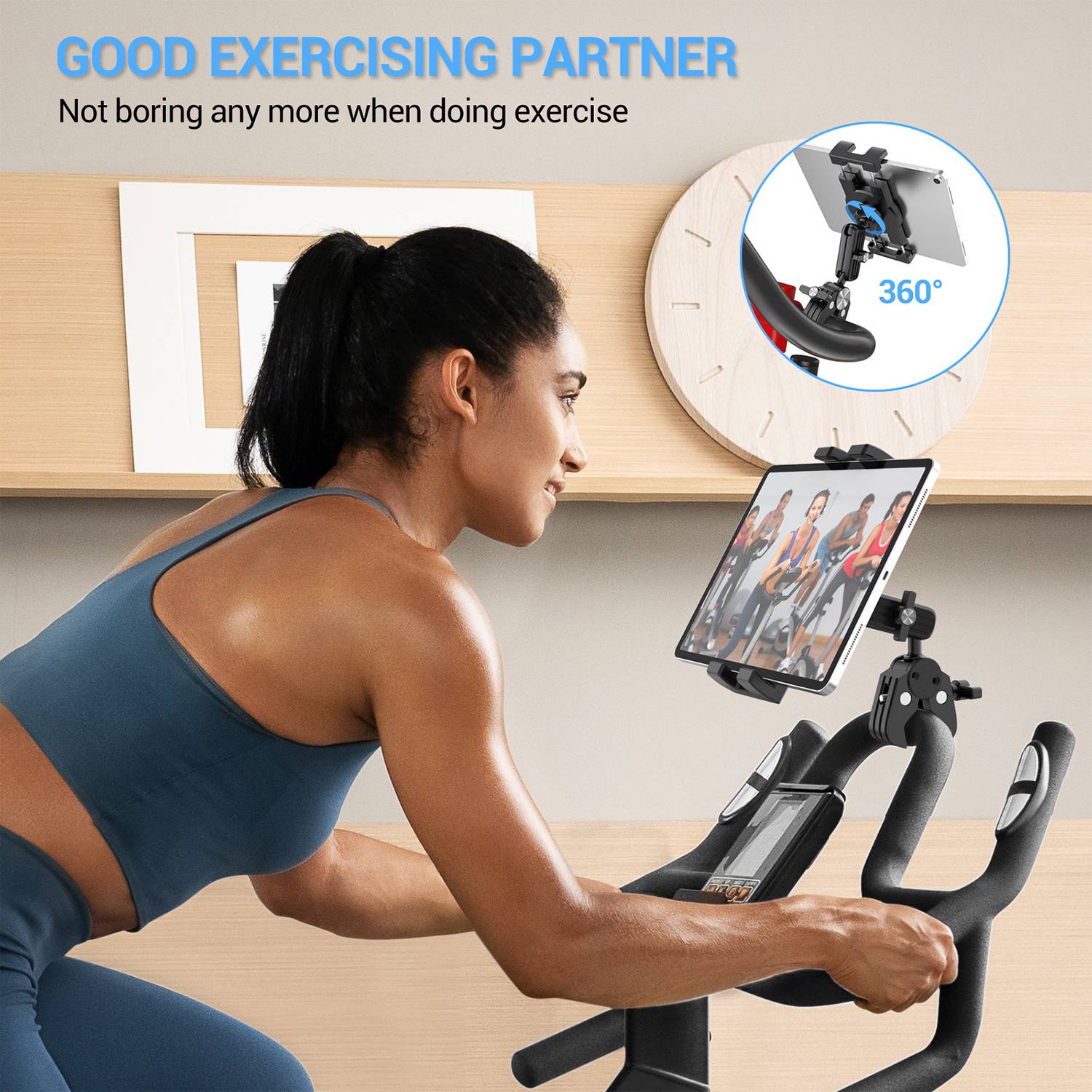 Phone & Tablet Holder for Spin Bike-Adjustable & Compatible 5