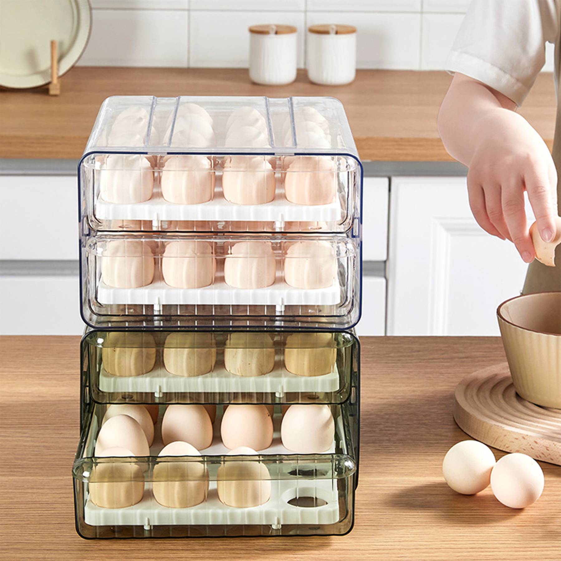 Plastic Transparent Drawer Egg Storage Box 8
