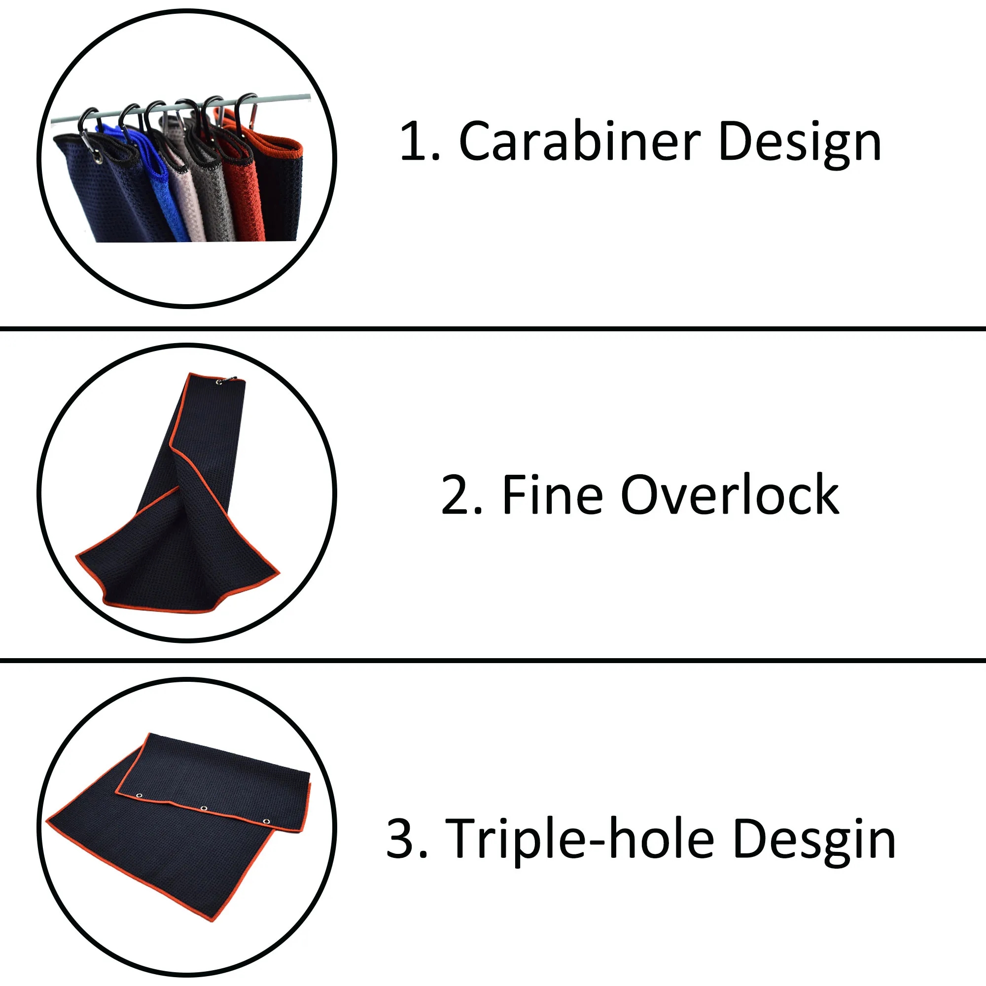Sublimation/Thermal Sport Golf Towel With Carabiner 2