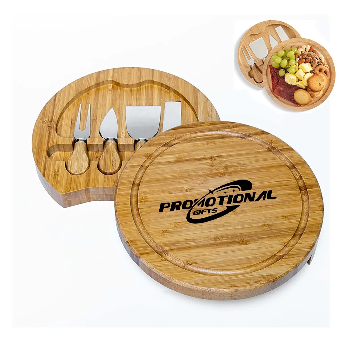 Custom Bamboo Cheese Board Knife Set House Warming Gifts 2