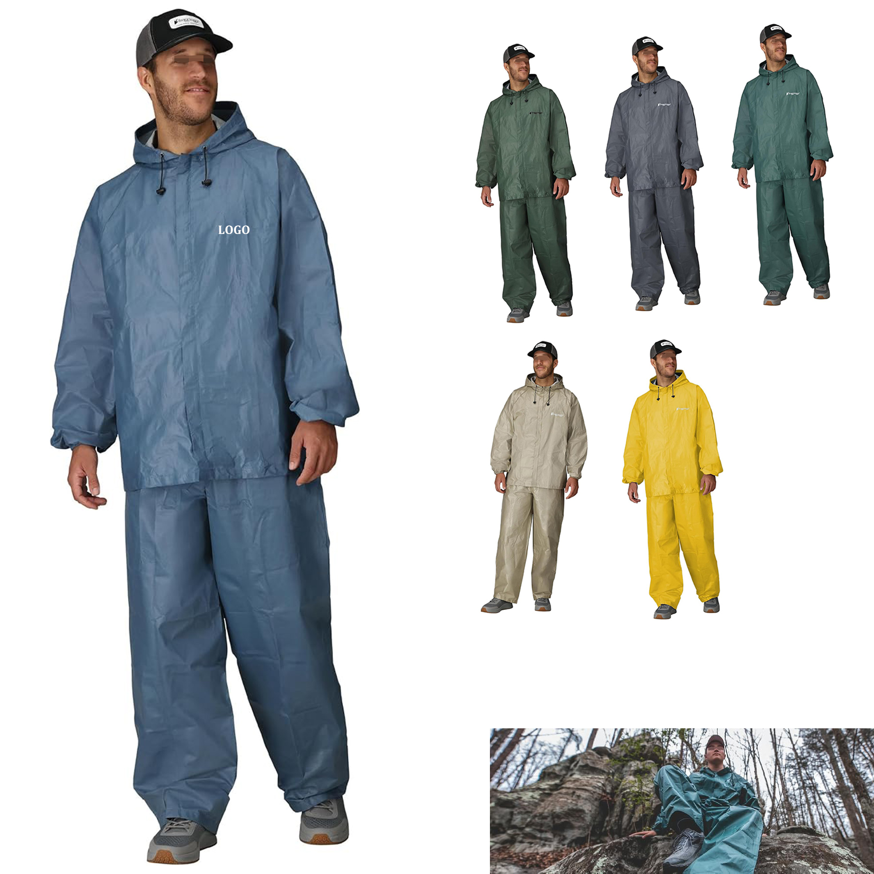 Unisex Split Hooded Waterproof And Breathable Raincoat 6