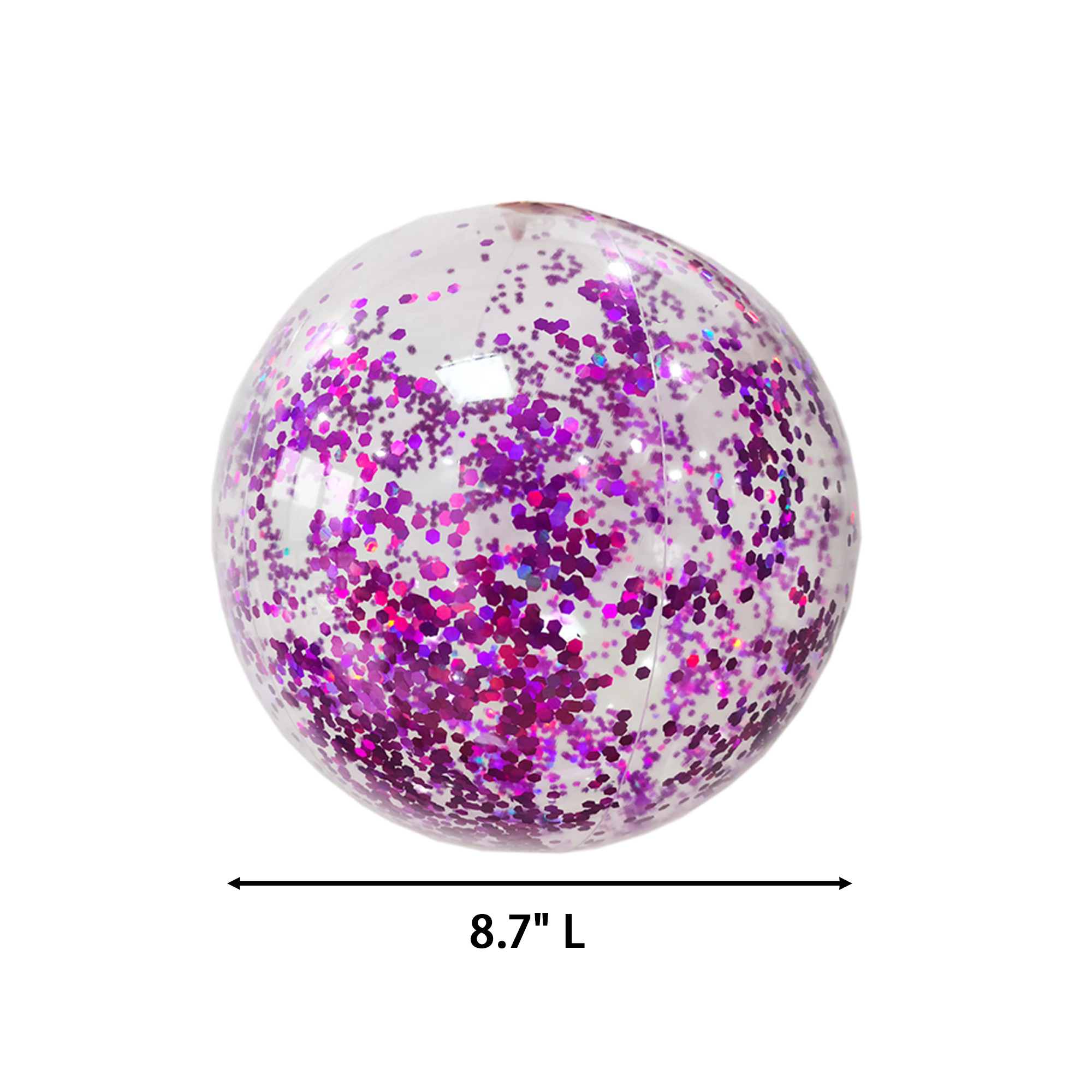 Transparent Glitter Beach Sphere 8.7" x 7.9" x 0.2" 3