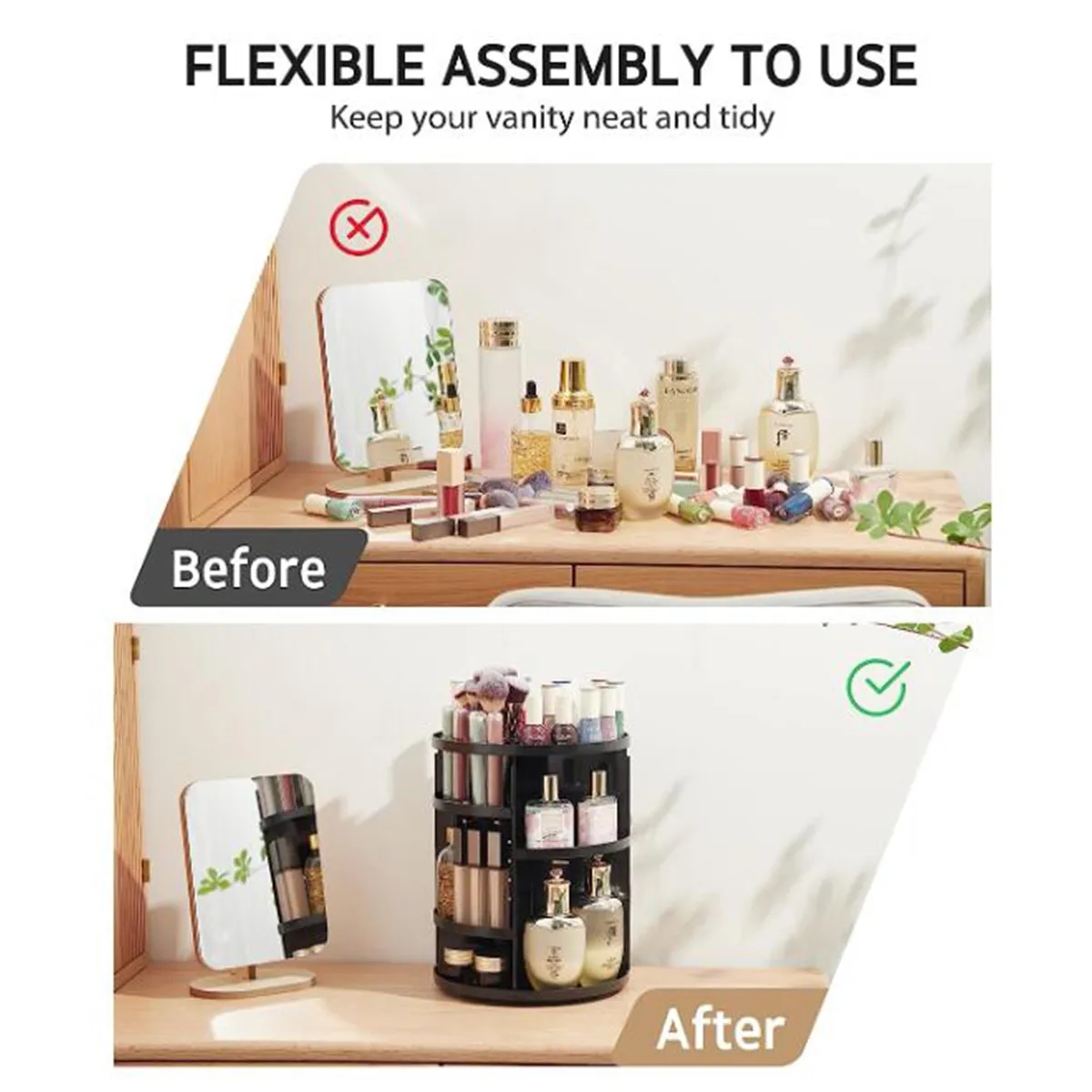 360 Rotating Adjustable Bathroom Makeup Storage Holder 3