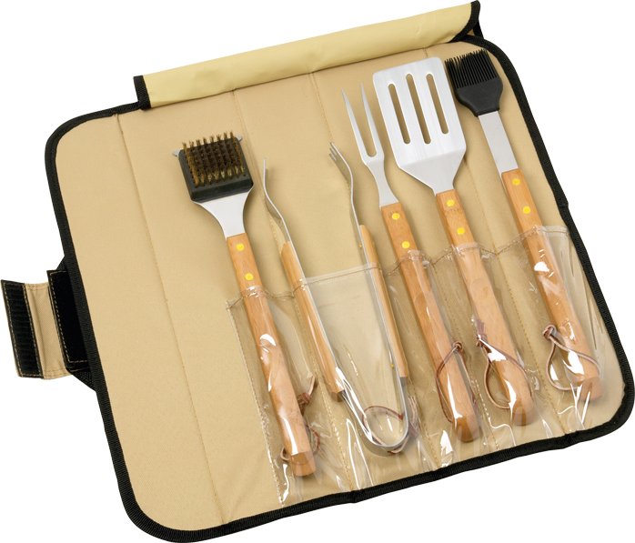 5 Piece BBQ Set (Bamboo) in Roll-Up Case 7