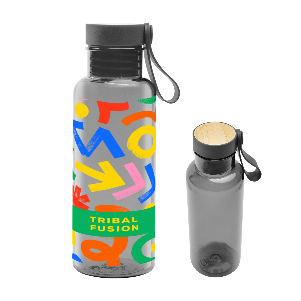 20 Oz. Full Color Cade rPET Bottle With Bamboo Accent Lid and Silicone Easy Carry Handle 6