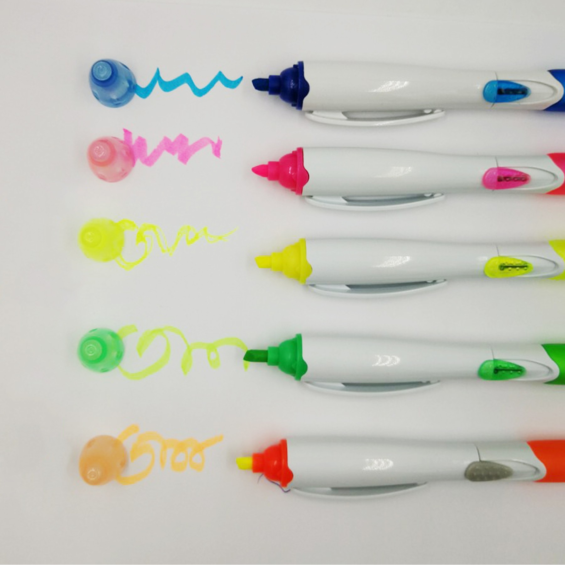 White Barrel Pen With Highlighter 13