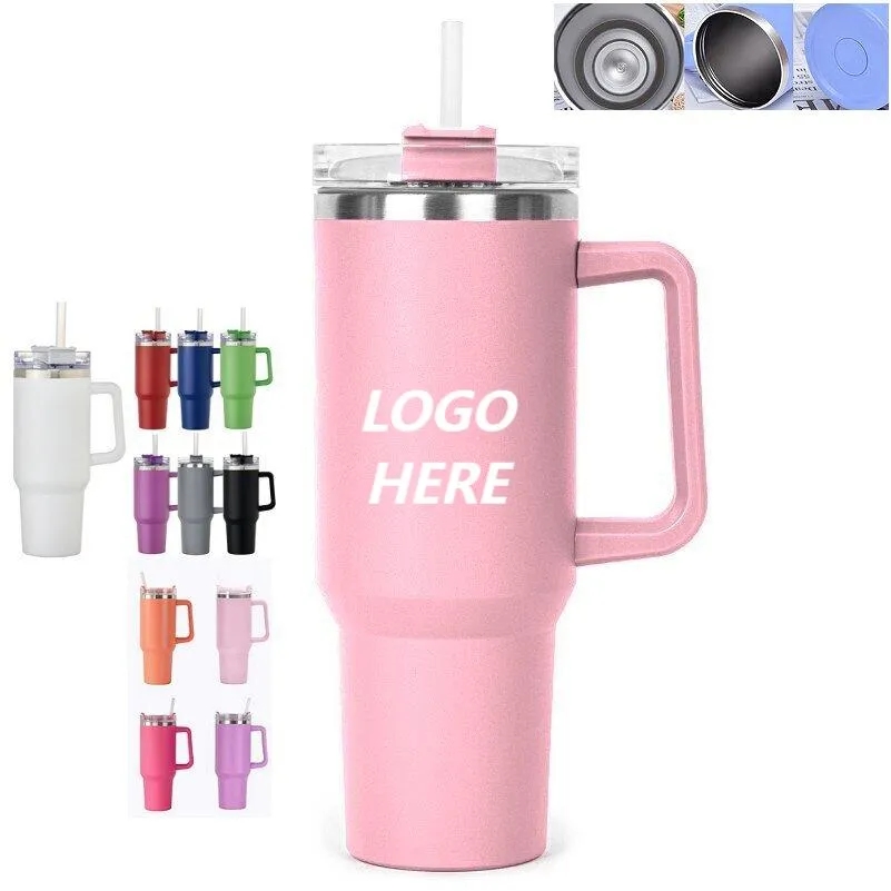 40 oz Insulated Tumbler with Handle & Straw 8