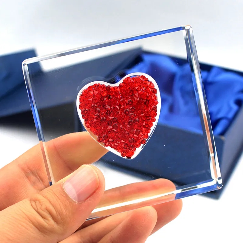 Personalised Red Crystal Heart Glass Keepsake 6