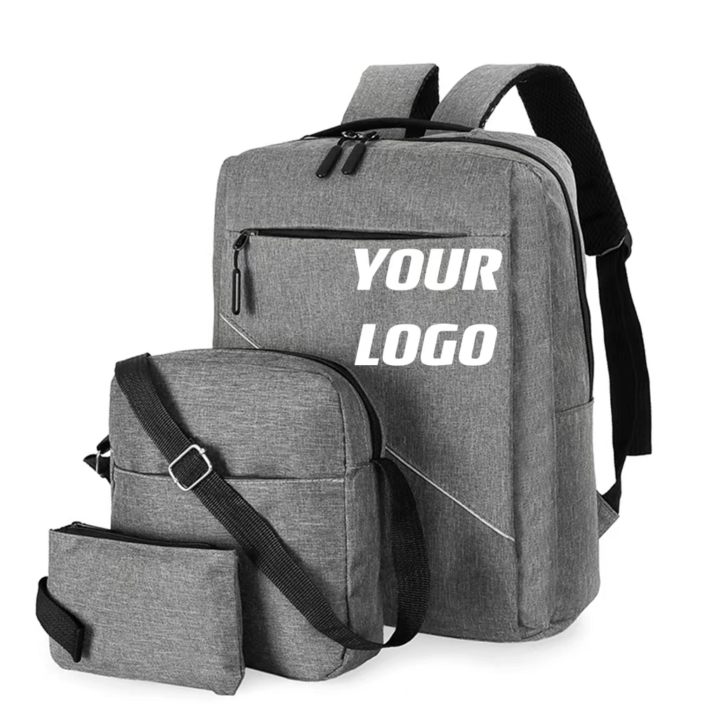 Three-Piece Casual Laptop Backpack With USB Charge Port 3