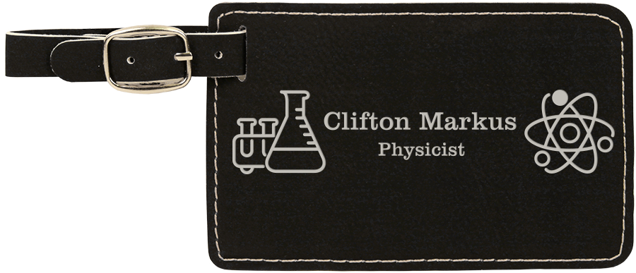 4 1/4" x 2 3/4" Black/Silver Leatherette Luggage Tag 1