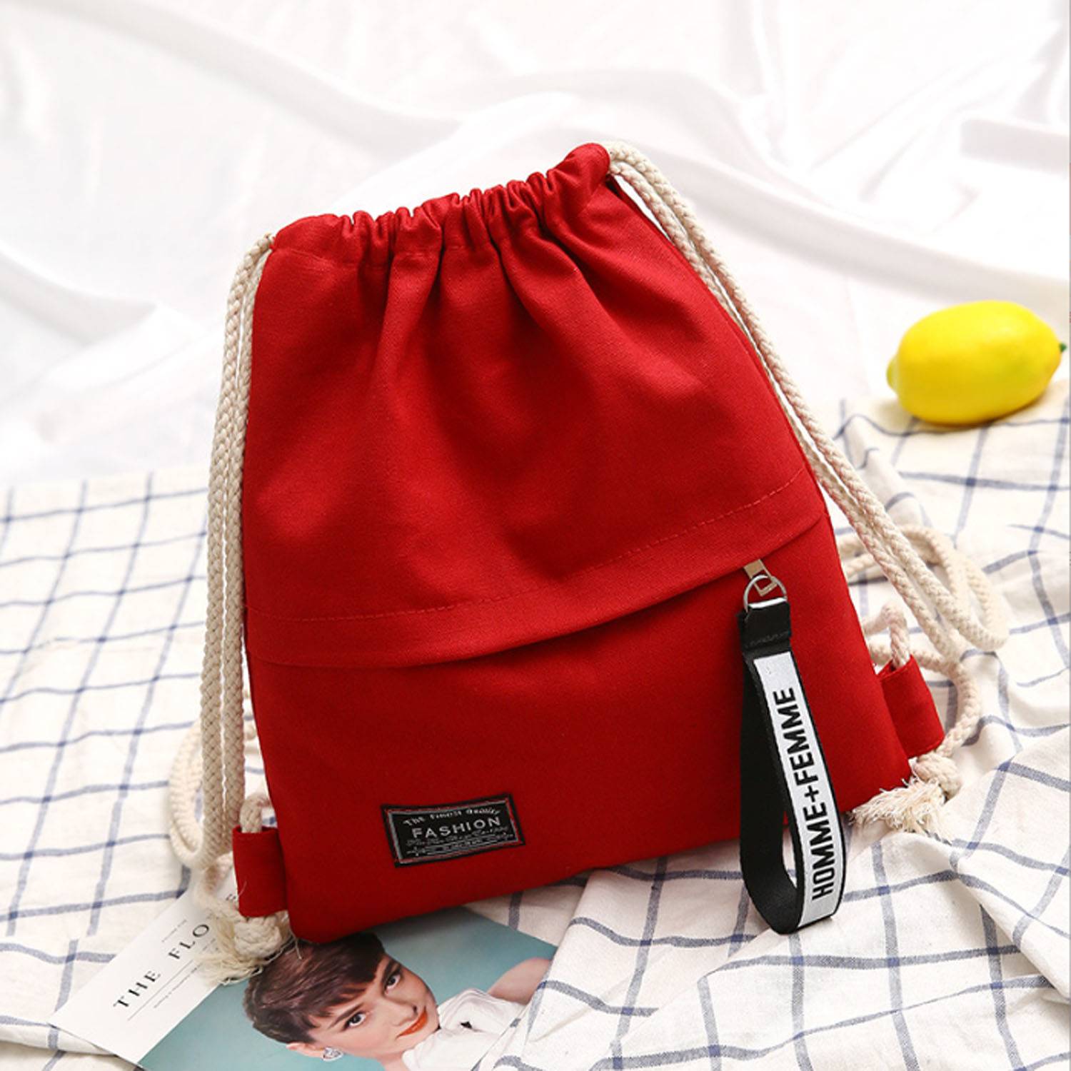 Canvas Storage Drawstring Backpack 13