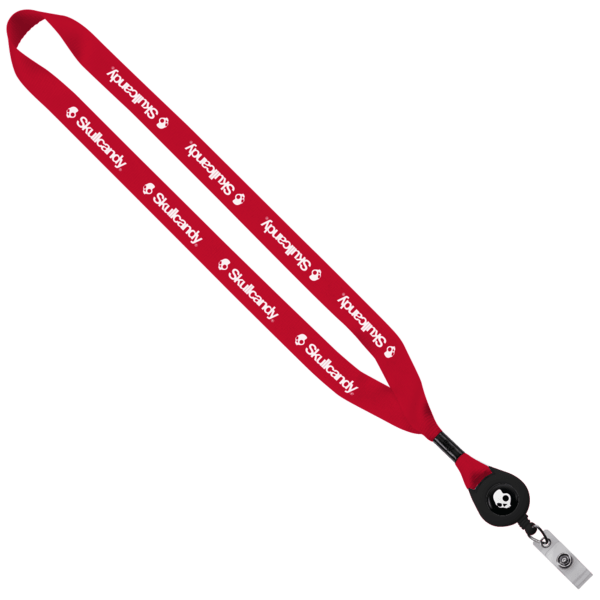 3/4" Polyester Lanyard with Metal Crimp & Retractable Badge Reel 201