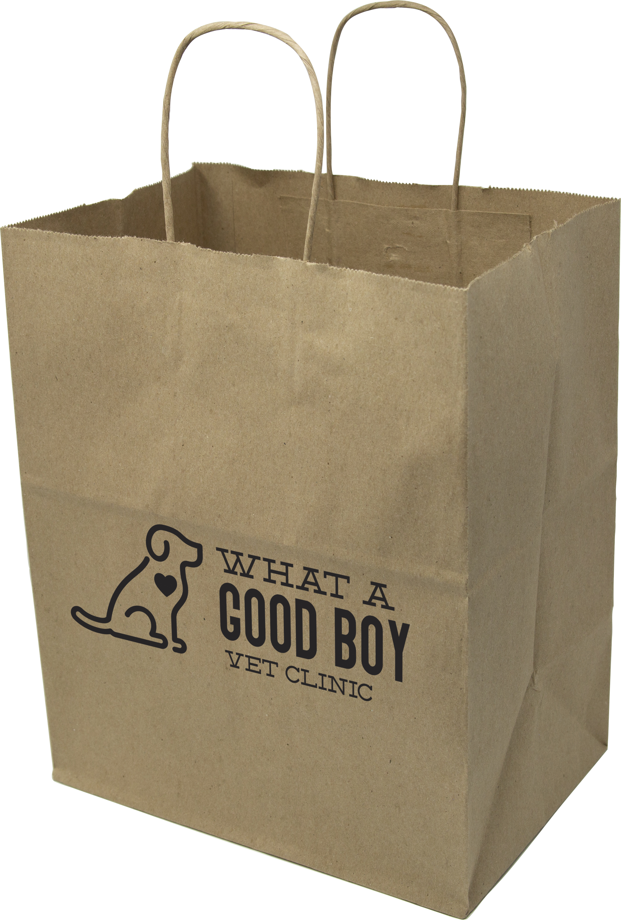 One Color 1-Sided Natural Handle Shopper Paper Bag (10" x 12" x 7")
