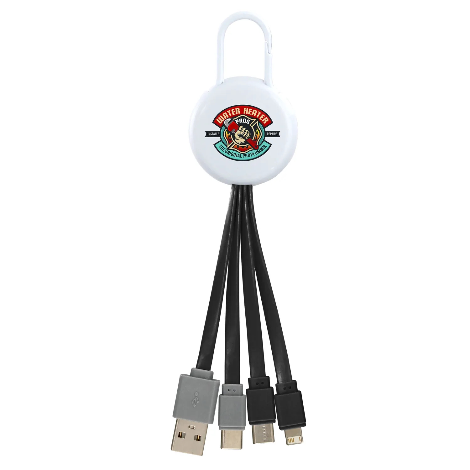WHITE VIVID CLIP 3-IN-1 DUAL INPUT CHARGING CABLE 12