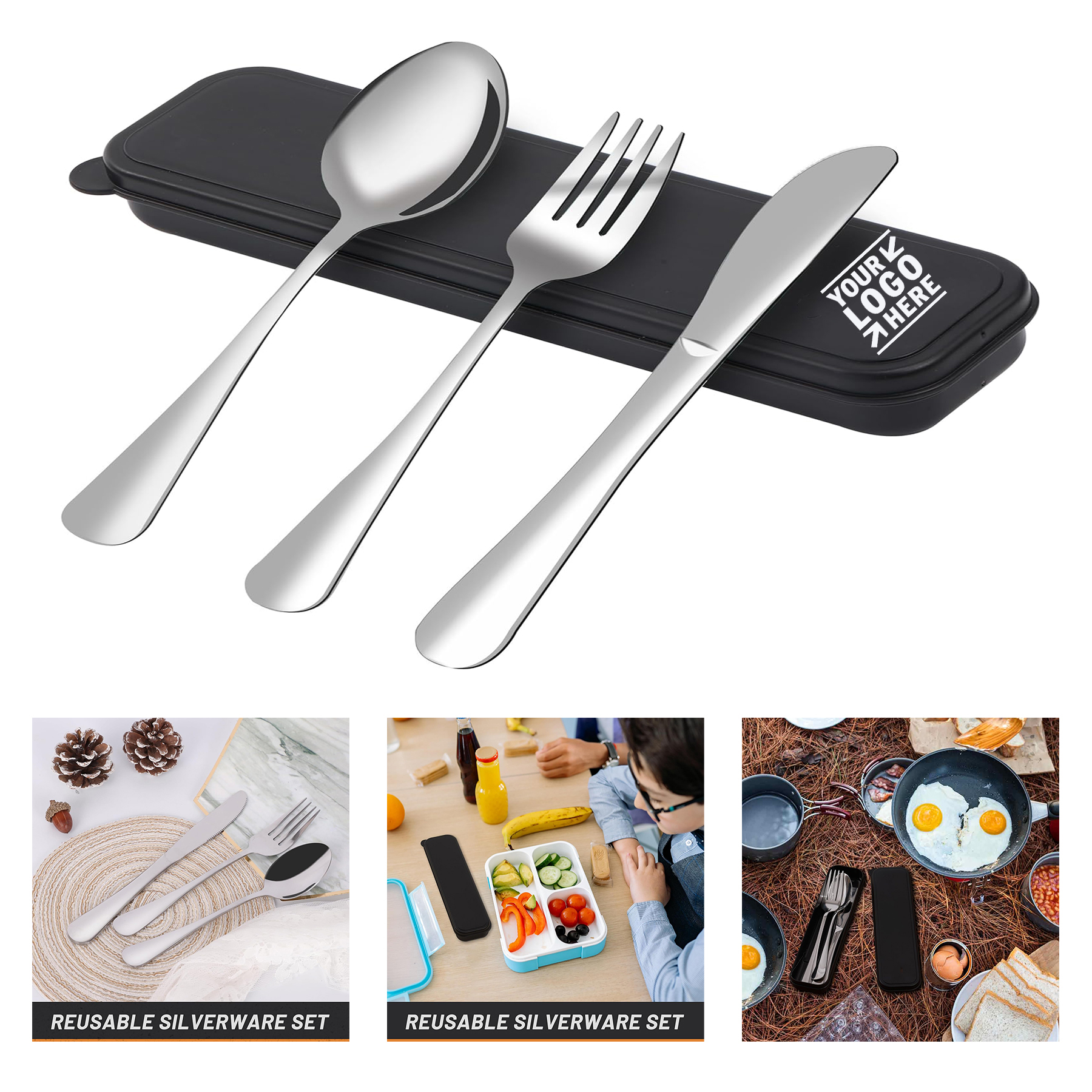 4 Pieces Travel Utensils With Black Case Set 2