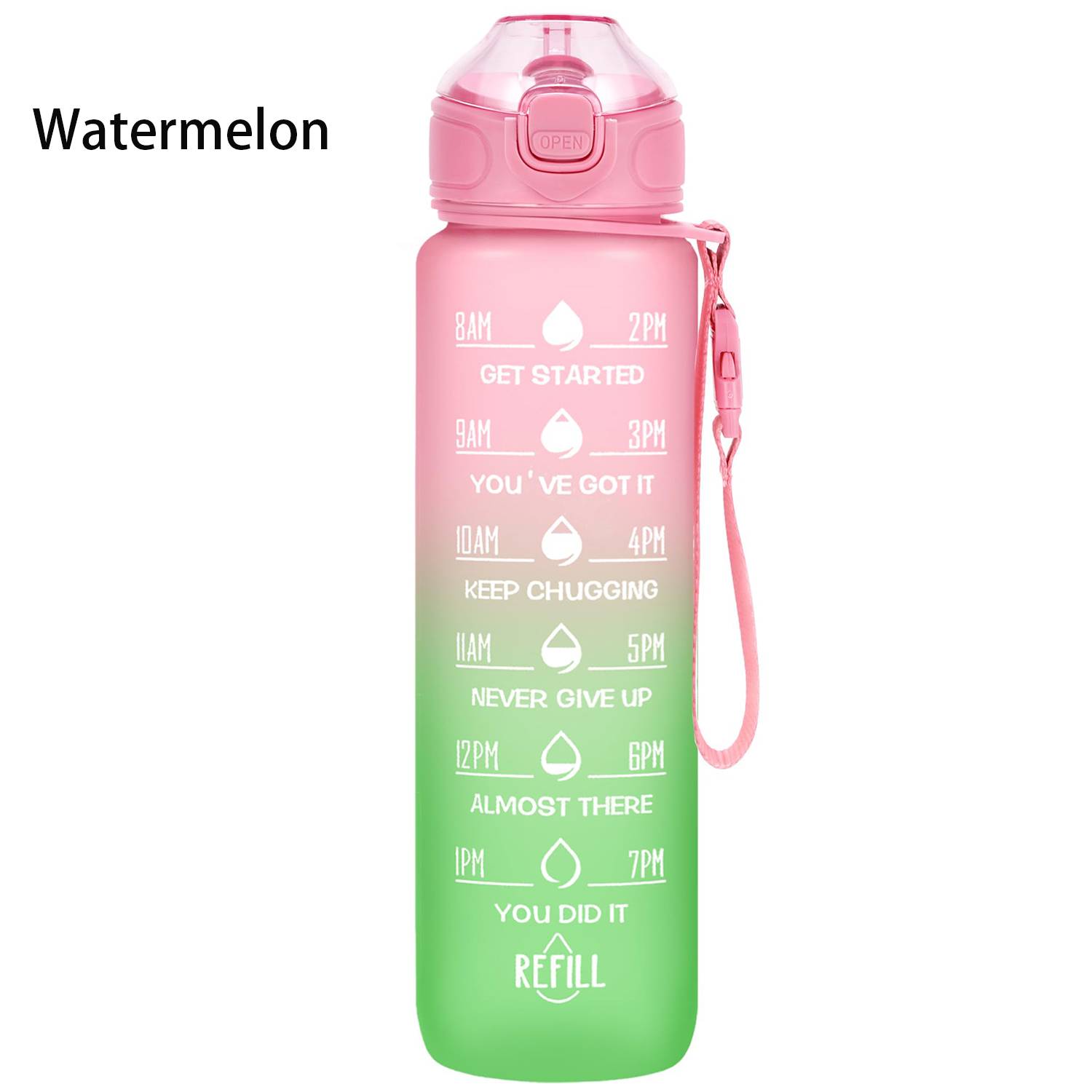 32oz BPA Free Wide Mouth Sports Water Bottle w/ Time Markers 16