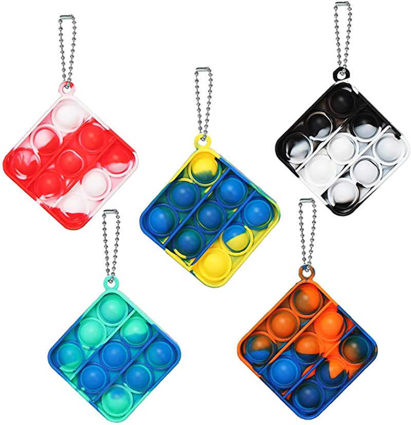 Square Shape Gradient Color Push Pop Key Chain/ Hook Up 5
