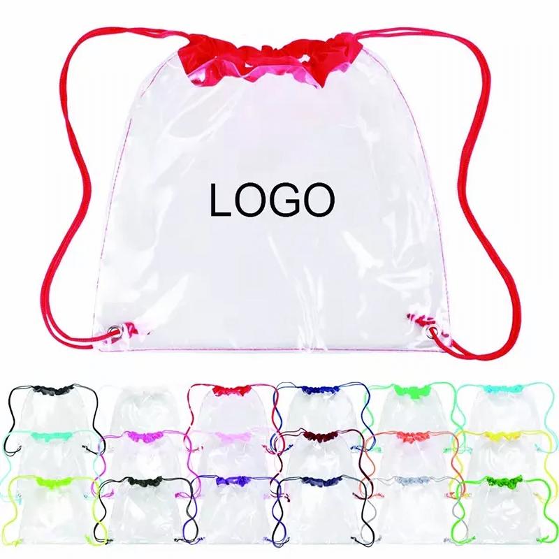 Clear PVC Drawstring Backpack W/ Grommets (12" W x 12" H) 2
