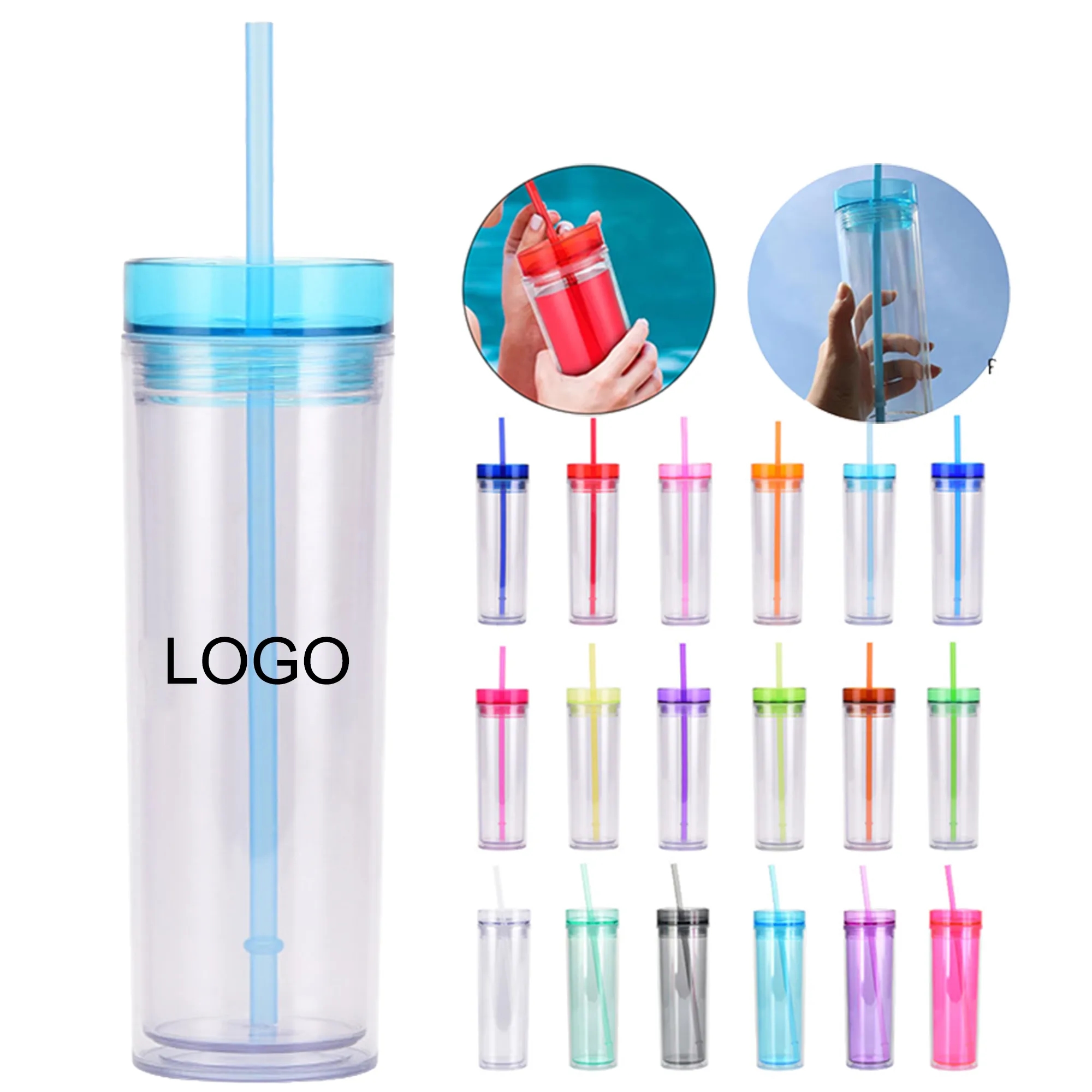 Skinny Double-Wall Tumbler with Straw 3