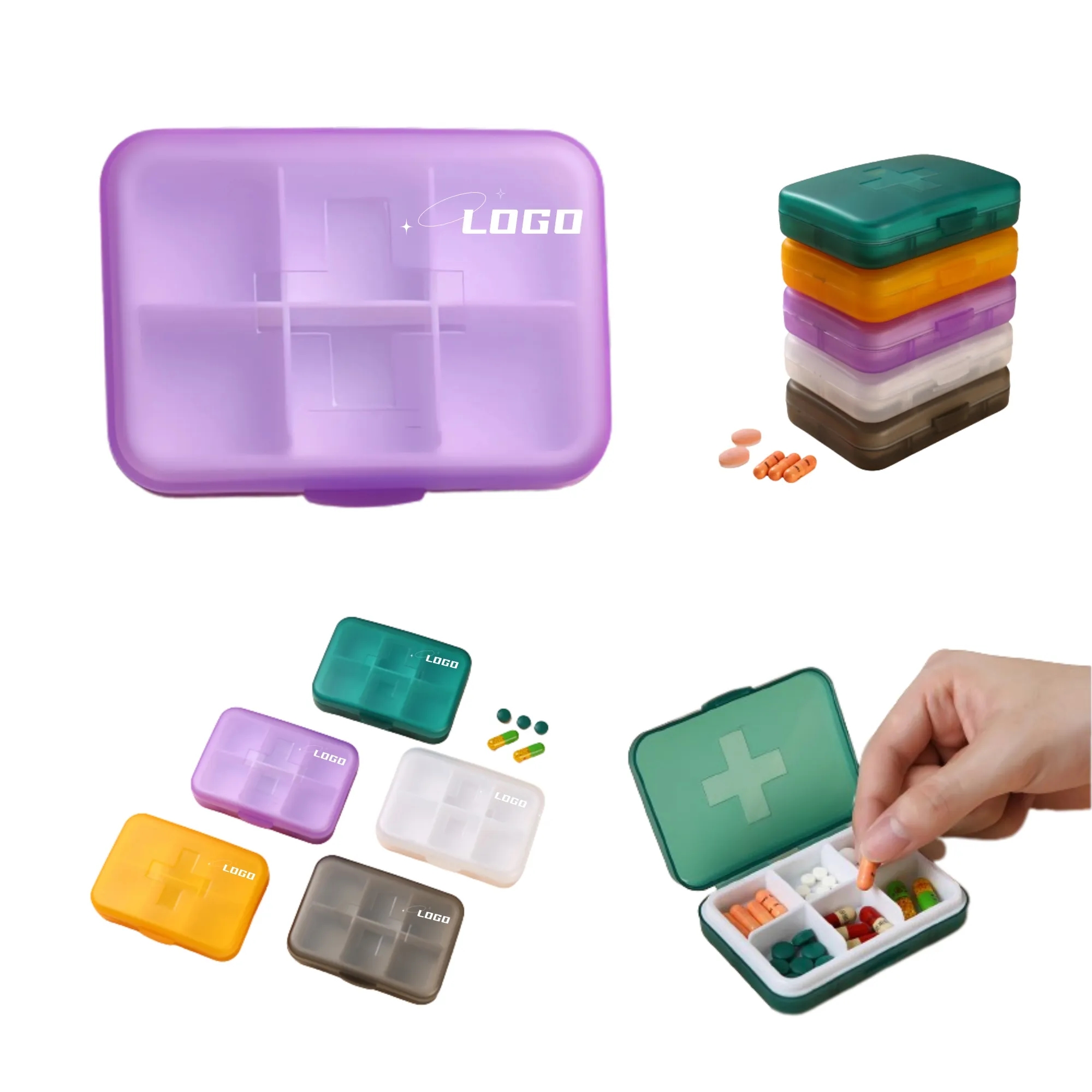 Pocket Square Pill Box Portable Translucent 3