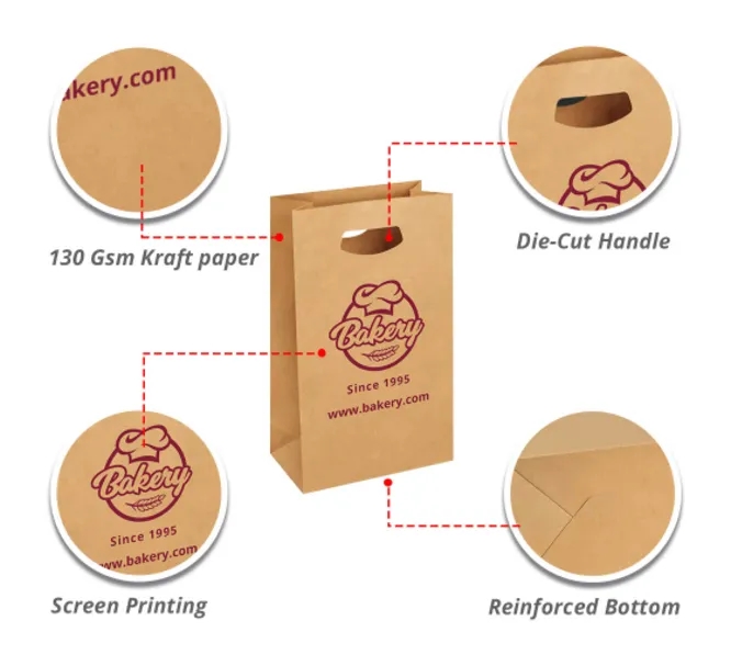 Printed Die-Cut Handle Bags - Brown (Double Sided) 2