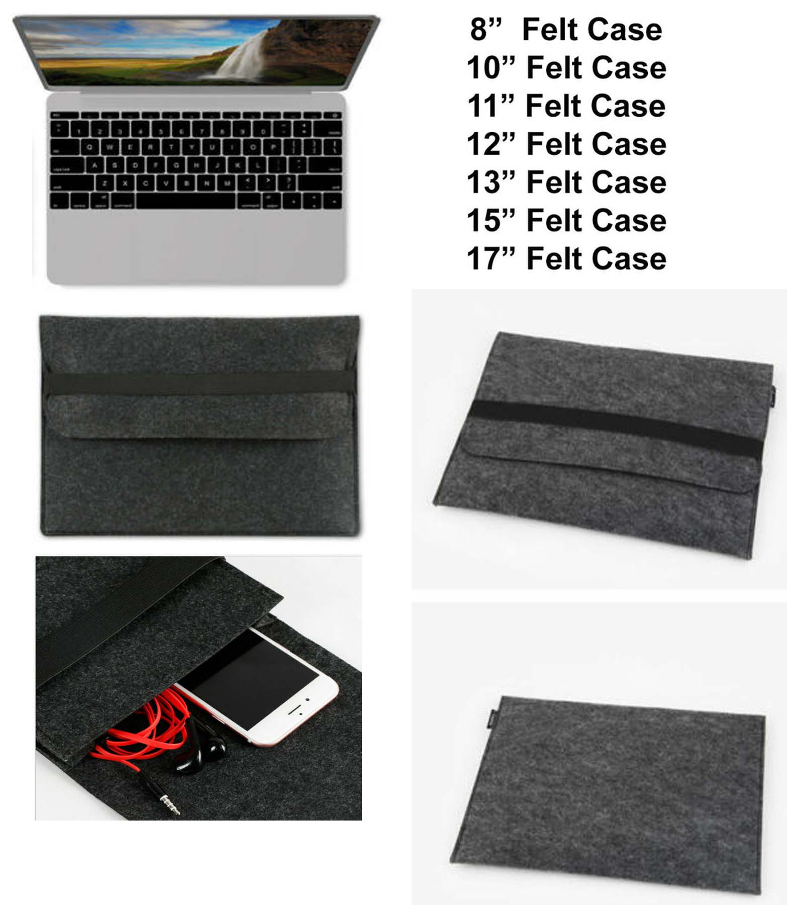 iBank ® 17" Felt Sleeve Case with pocket for Laptop Tablet 2