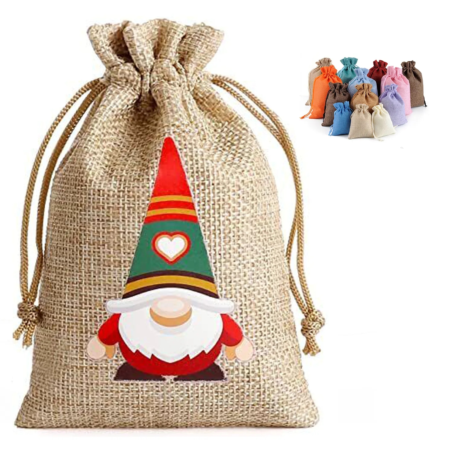 Medium Natural Burlap Pouches Jute Drawstring Bags 5" x 7" 9