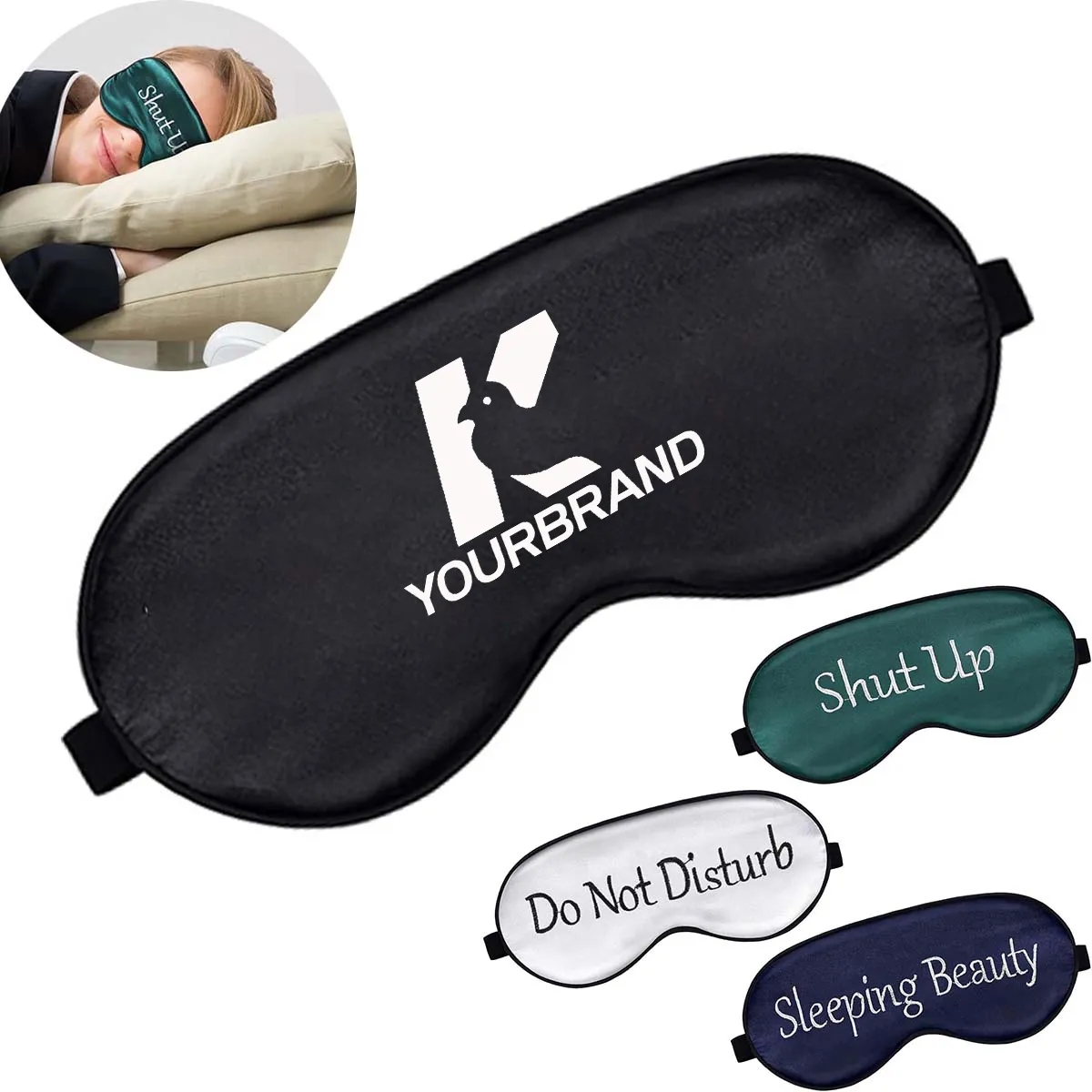 Custom Soft Blackout Adjustable Strap Sleep Eye Mask 5