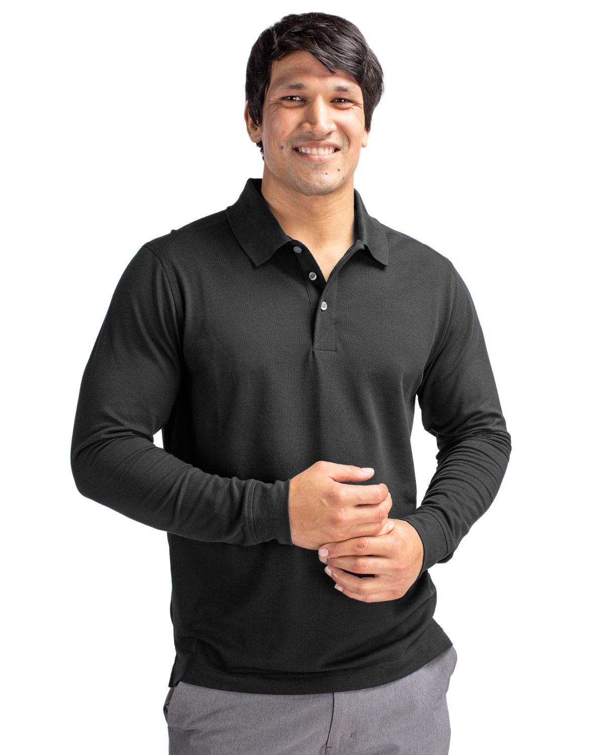 Advantage Eco Tri-Blend Pique Mens Long Sleeve Polo