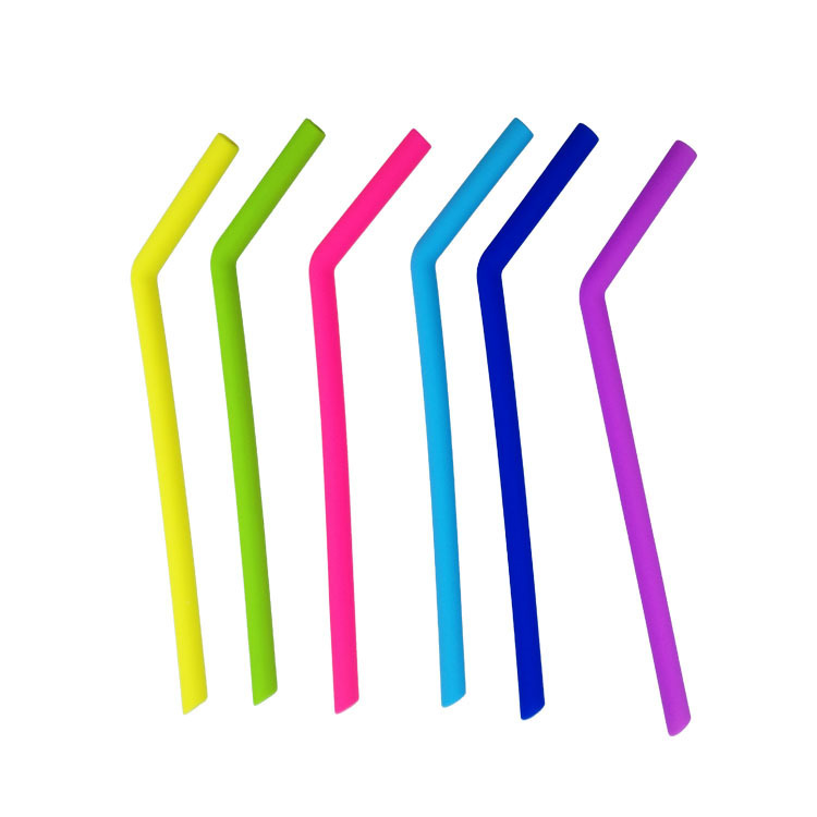 3/8"D Bent Straight Rainbow Silicone Straws 3