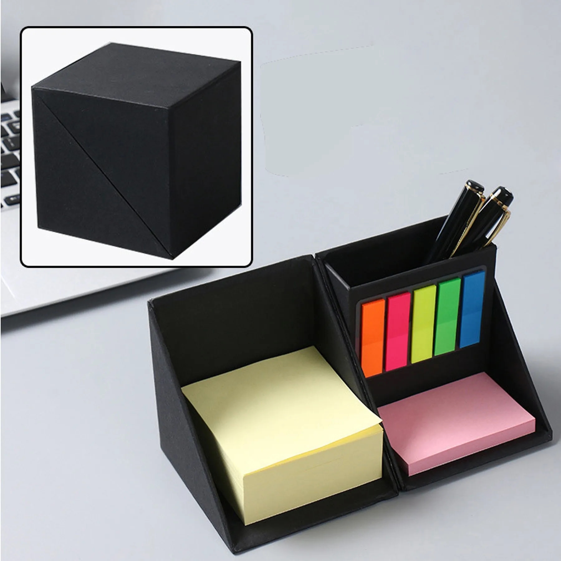 Folding Sticky Notes Cube Box With Pen Holder 3