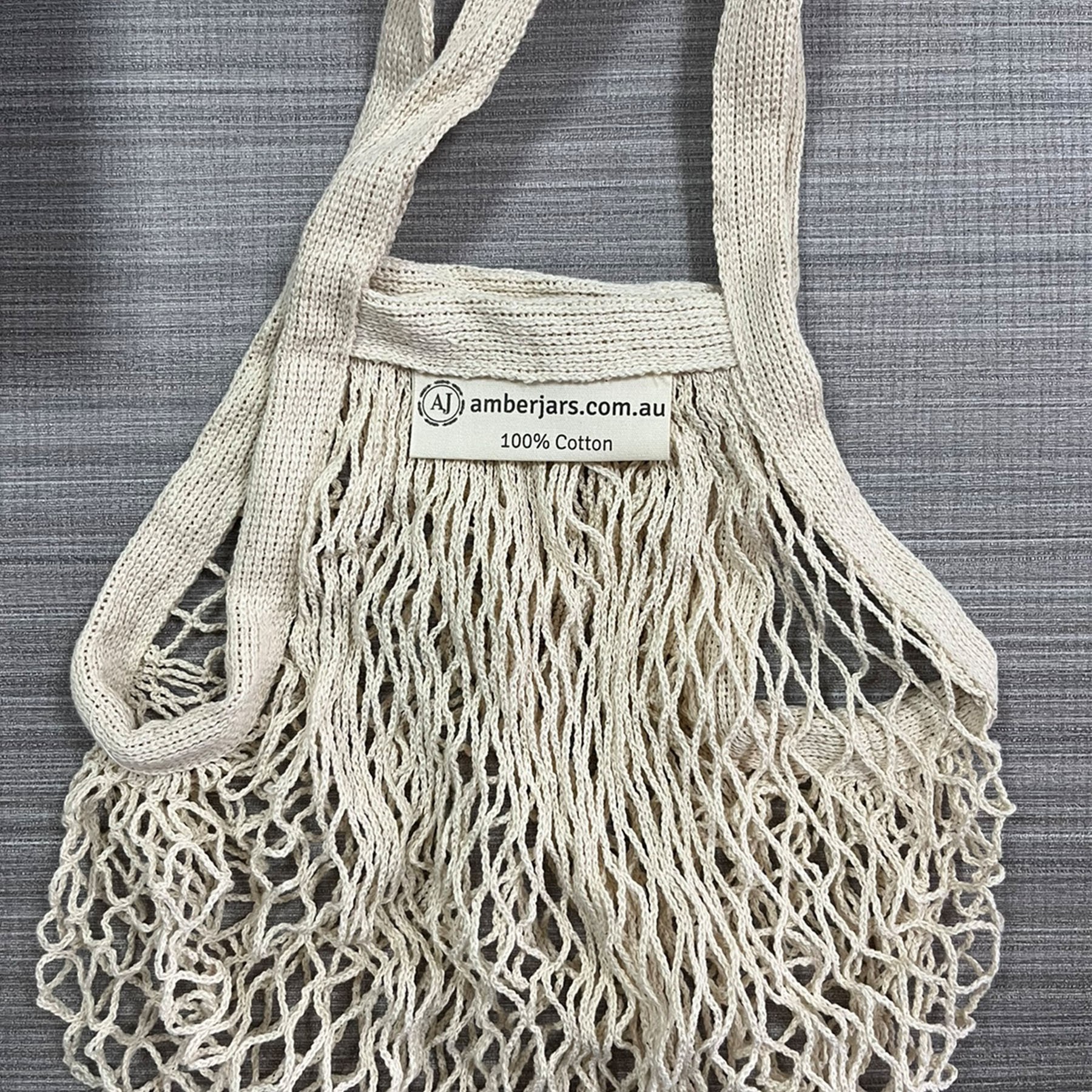 Long Portable Cotton Environmental Net Bag, custom tote bag with logo imprint 4