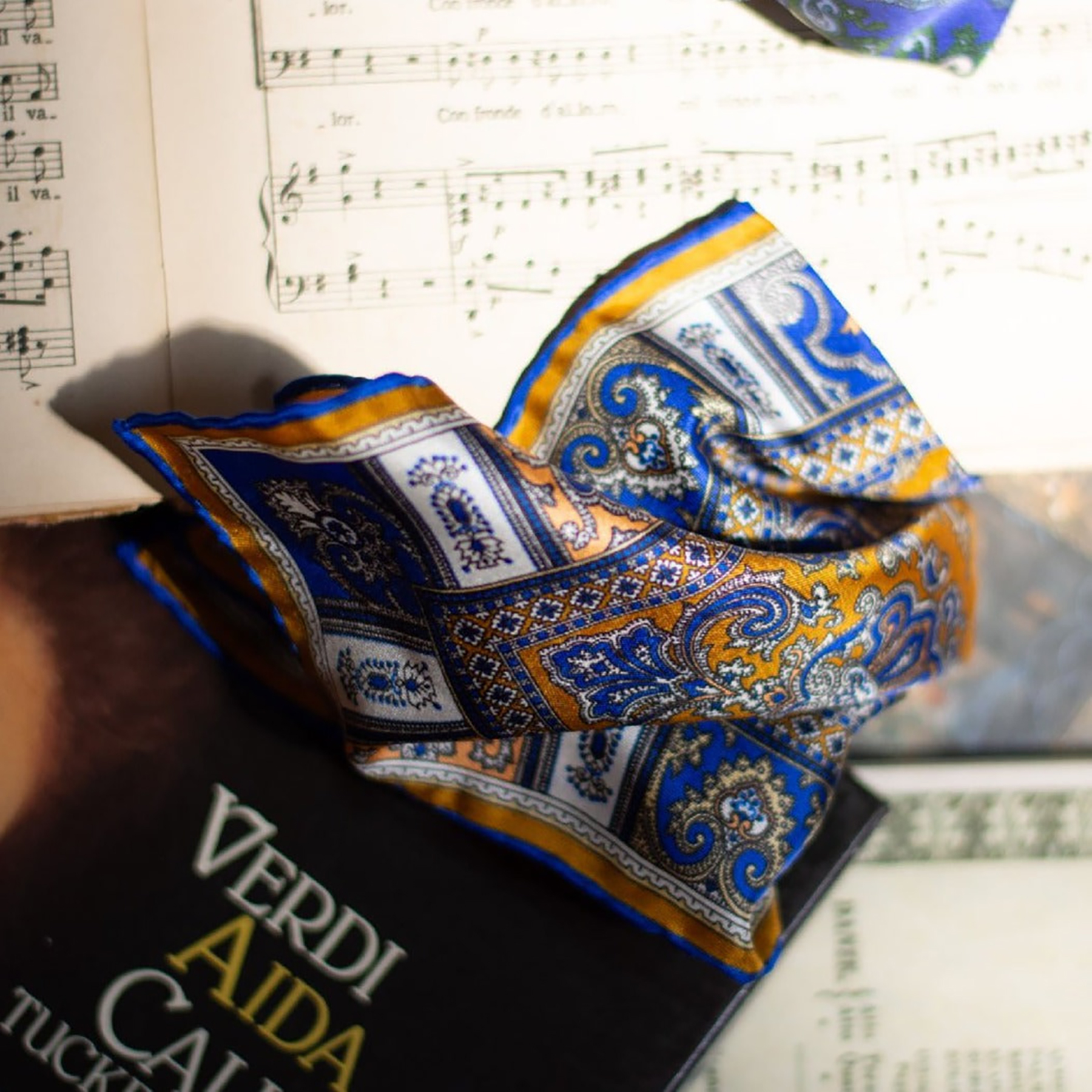 Double Printed Reversible Mulberry Square Silk Scarf 6