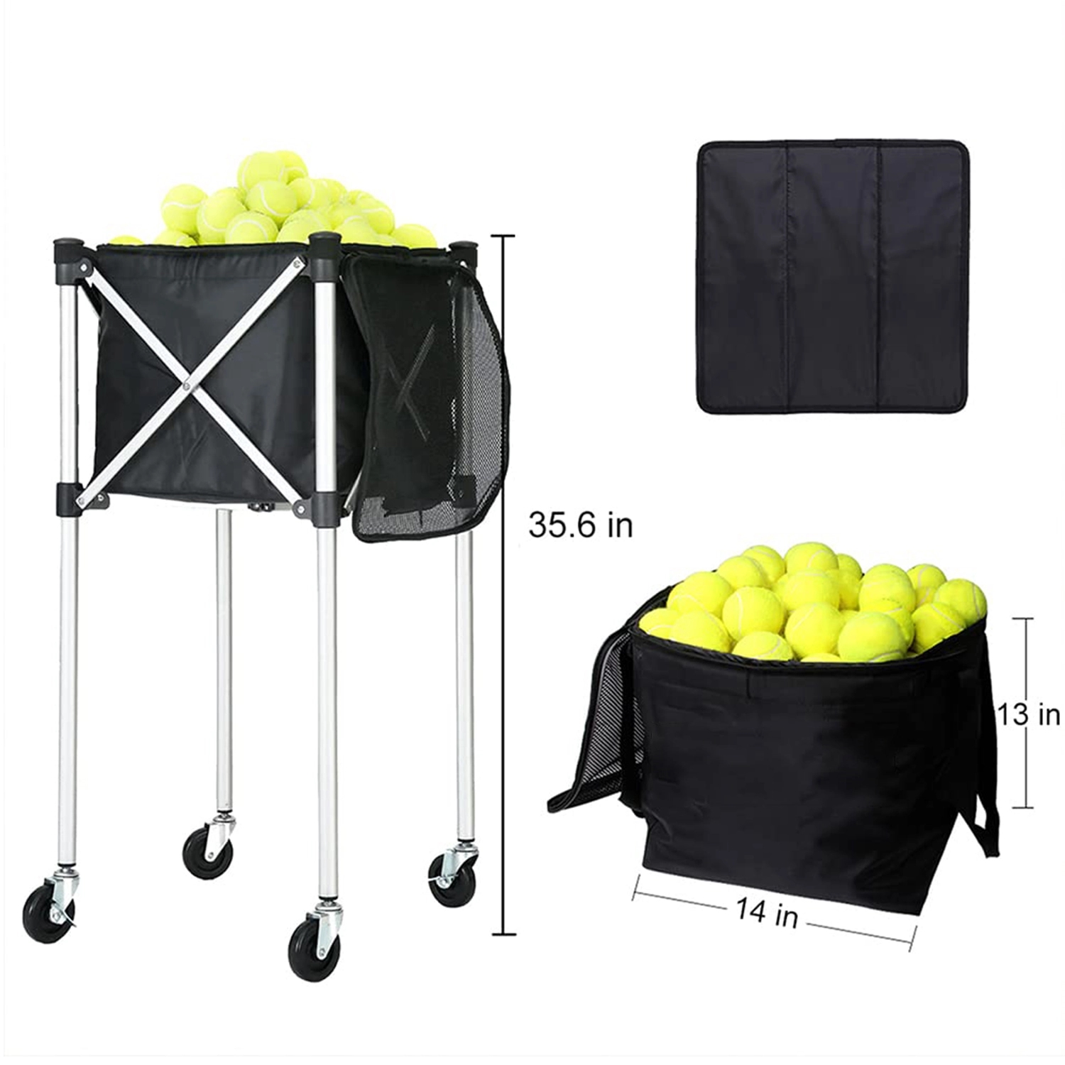 Portable Tennis Ball Hopper With Wheels 2