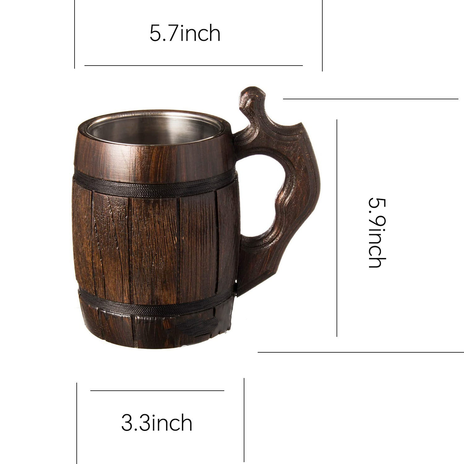 20oz Wood Grain Stainless Steel Mug w/Handle 4