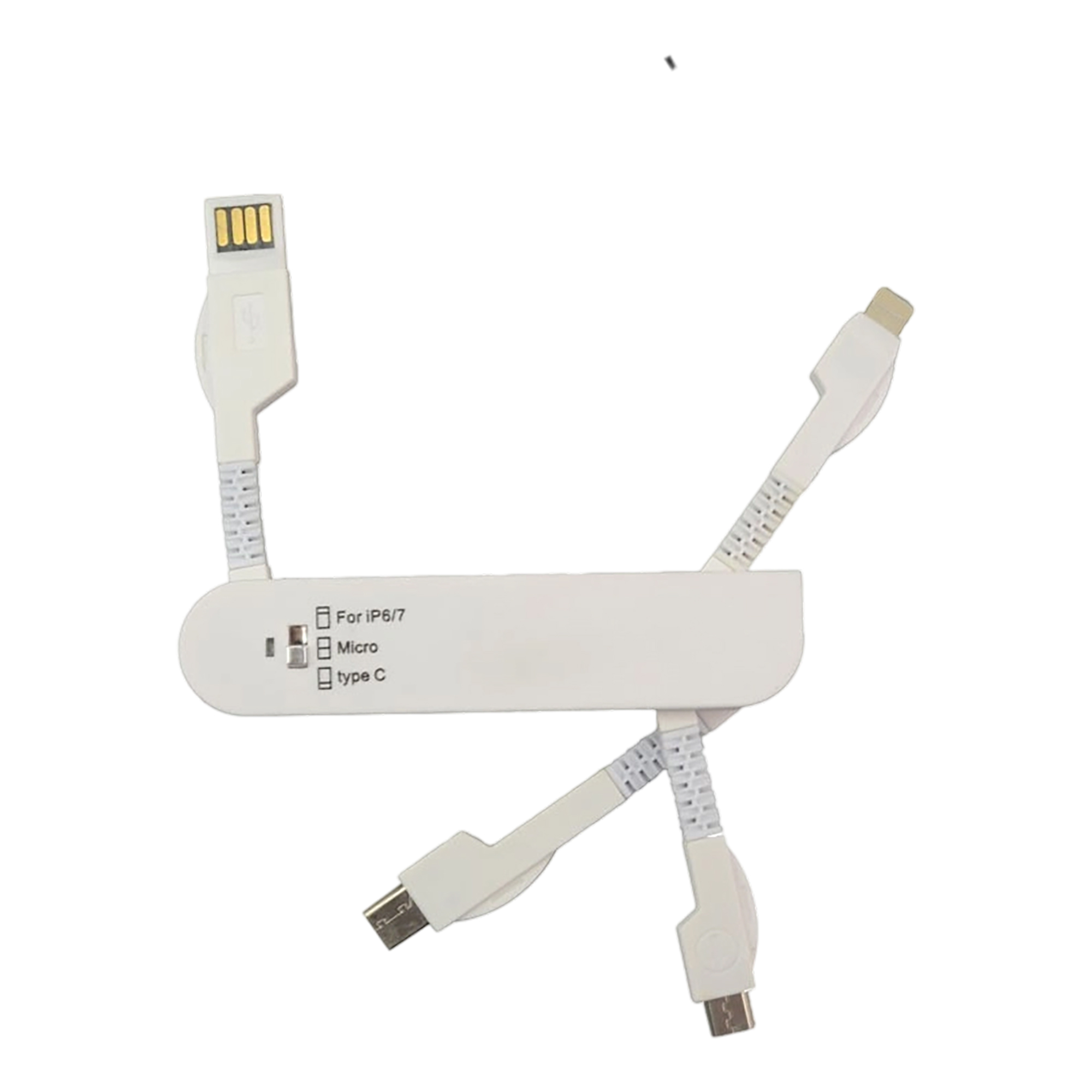 Portable Three In One Charging Lead Foldable 1" x 0.95" x 3.55" 4