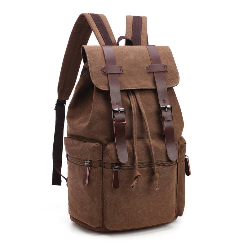 Canvas Vintage Backpack PU Leather Casual Bookbag 11