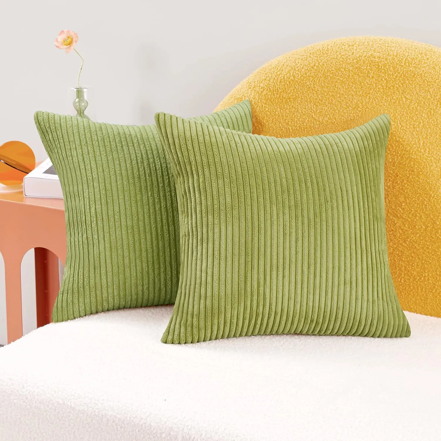 18x18 Inch Cream Stripe Pattern Square Soft Cushion Covers 2