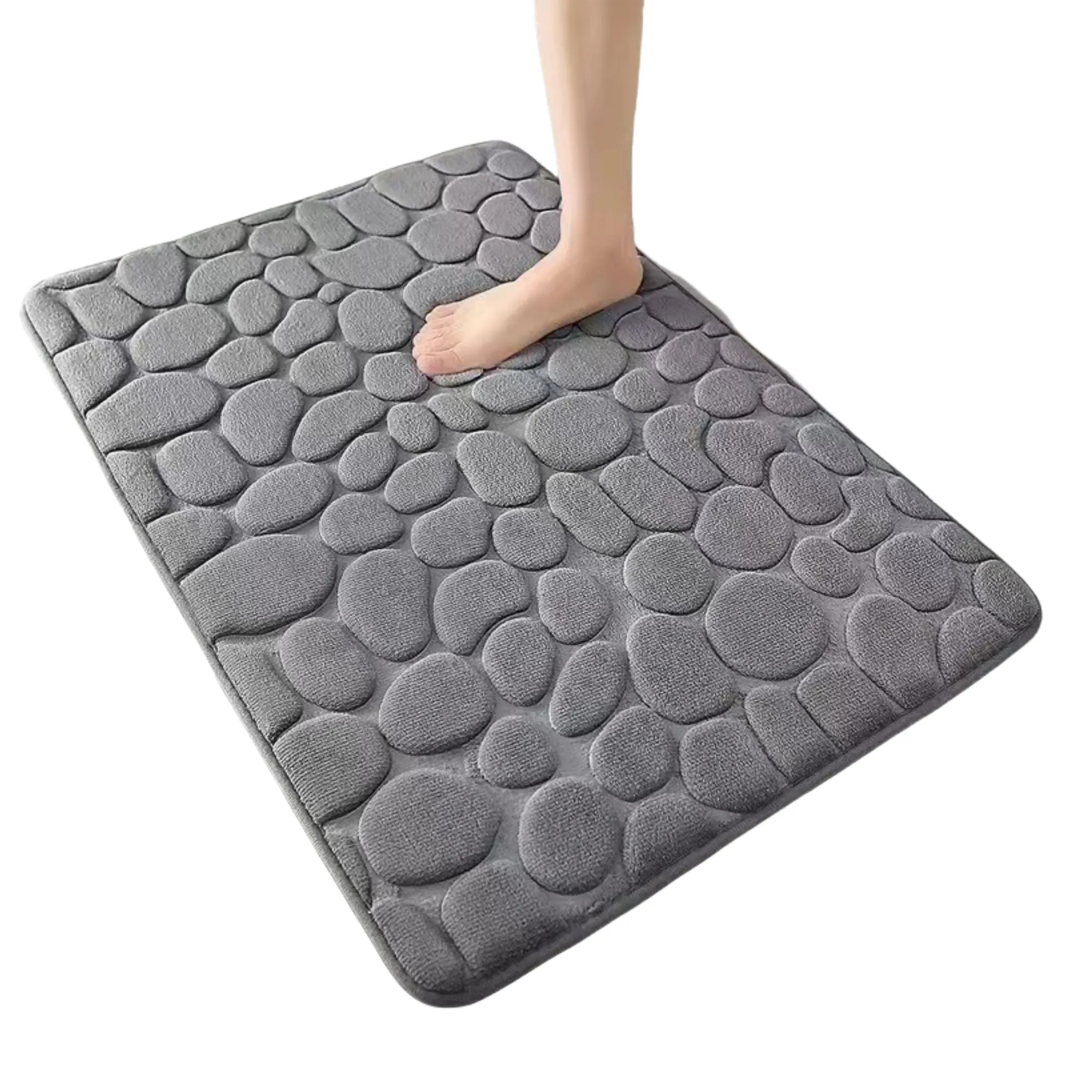 Classic Coral Fleece Rectangular Stone-patterned Floor Mat 5