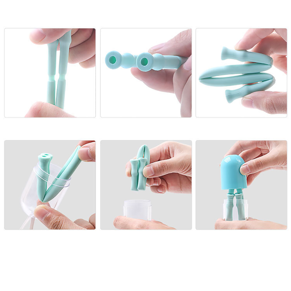 20CM Reusable Folding Silicone Straw Set 2