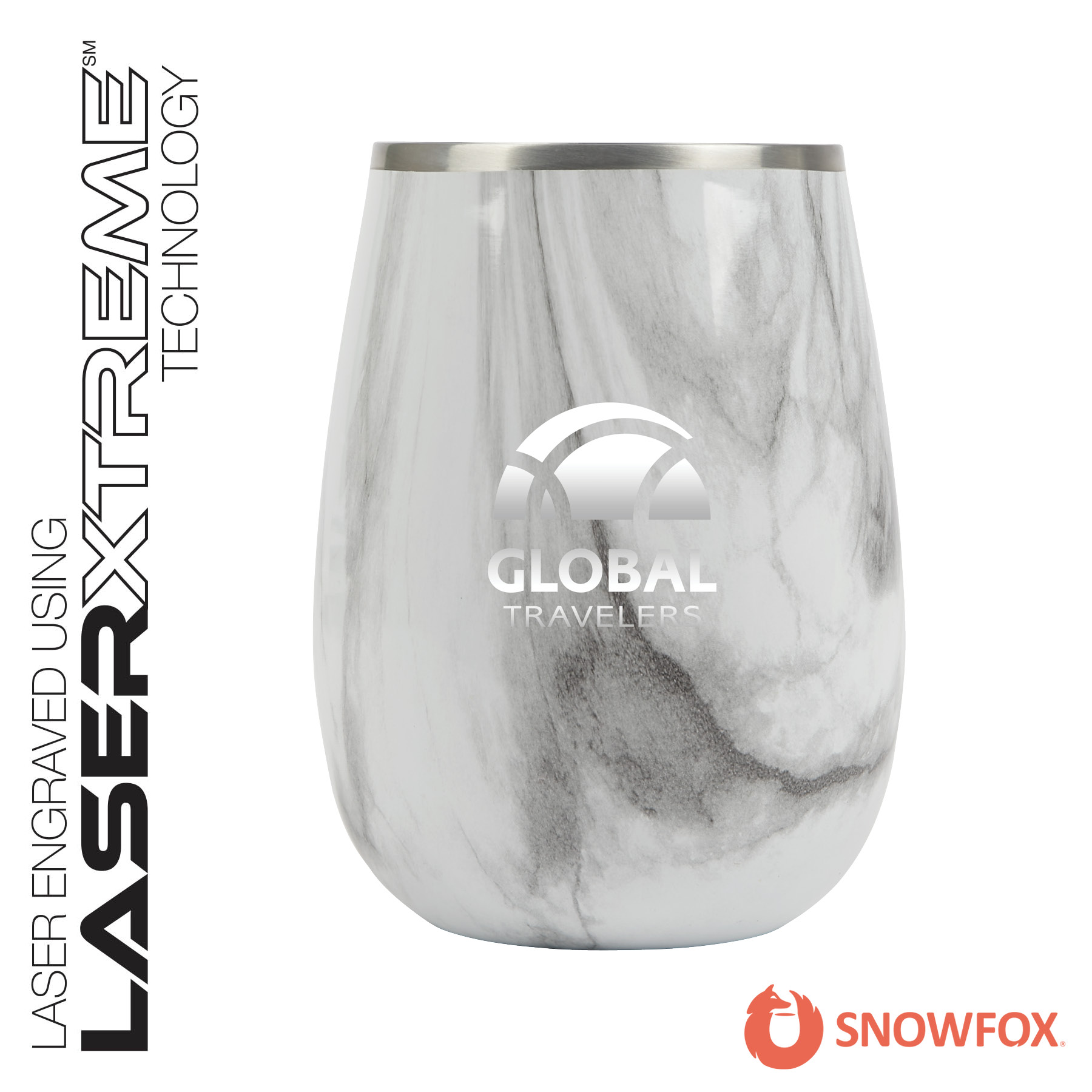 Snowfox® 13.5 oz. Vacuum Insulated Marble Finish Pinot Noir Wine Glass 7
