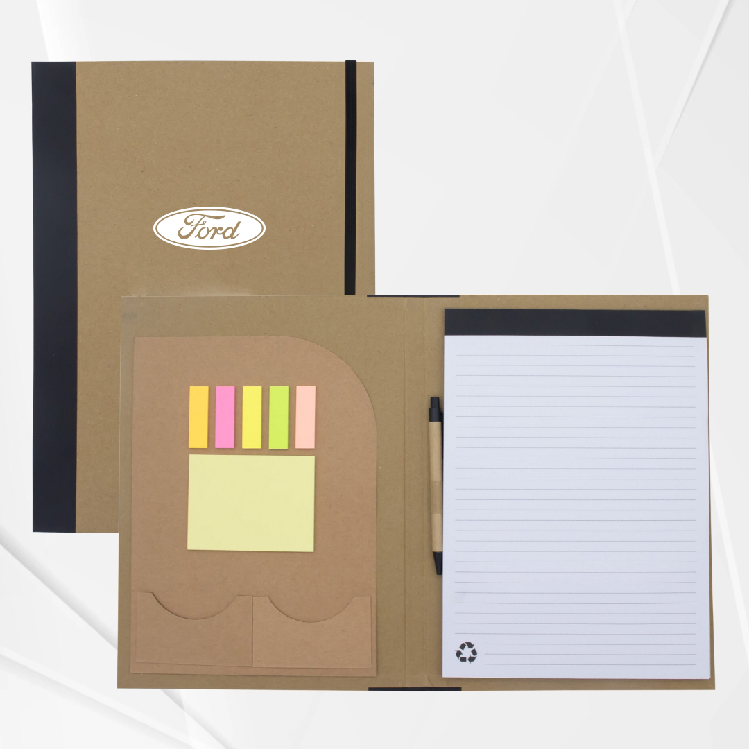 Recycled Padfolio with Pockets, Sticky Notes & Notepad 7