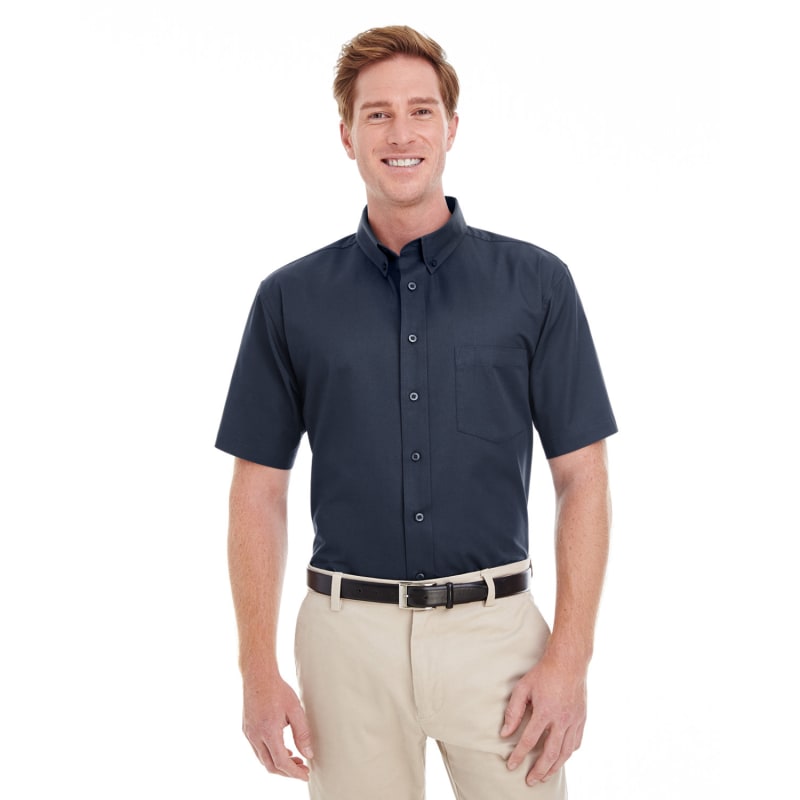 Harriton Men's Foundation 100% Cotton Short-Sleeve Twill Shirt With Teflon™ 5